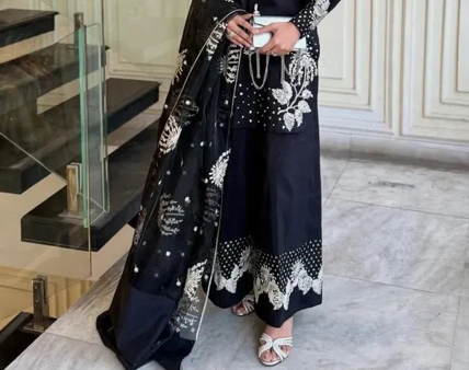Silver Gold Sequence Embroidered 3Pcs Pakistani Suit