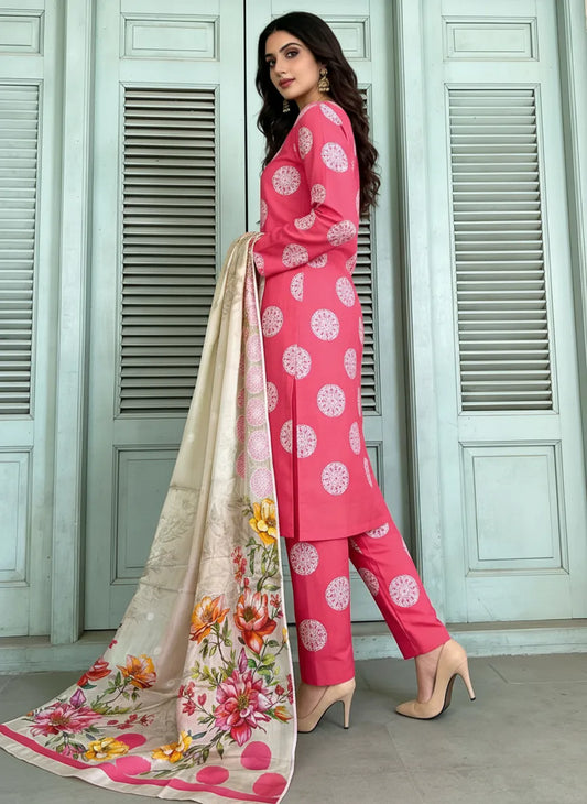 3 Pcs Women's Unstitched Digital Print Suit