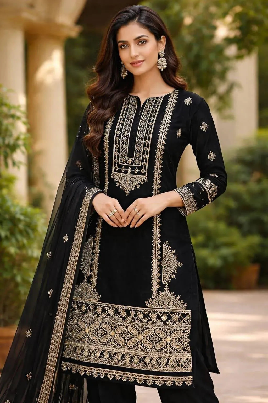 Black Embroidered Suite