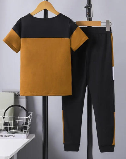Kids King Print Micro Tracksuit 2 Pcs Black Yellow