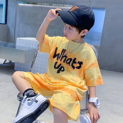 Purple Kids T-Shirt Shorts Set What's Up Design