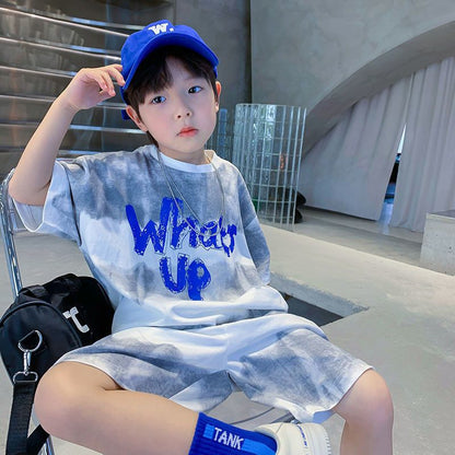 Purple Kids T-Shirt Shorts Set What's Up Design