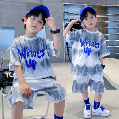 Purple Kids T-Shirt Shorts Set What's Up Design