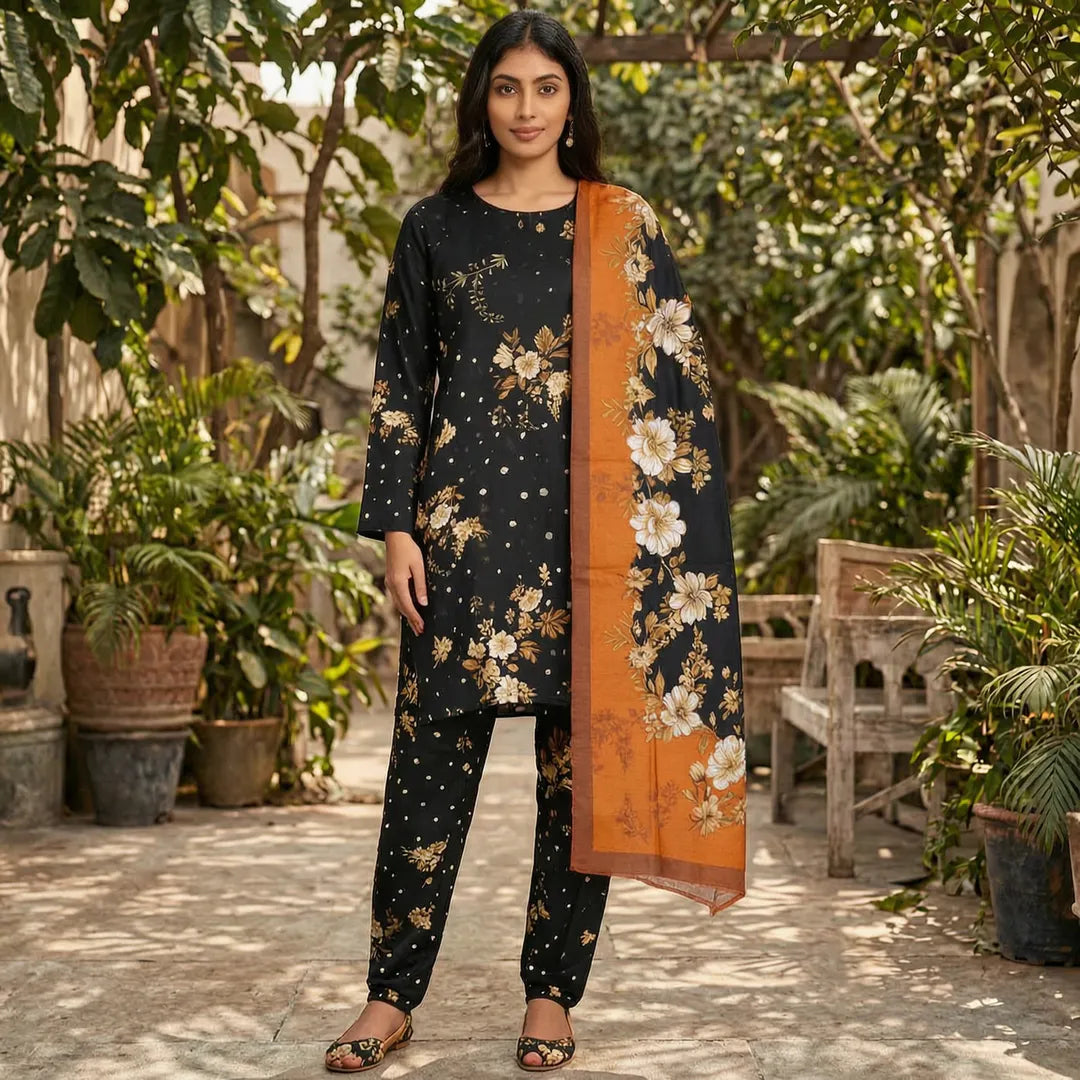 3 Pcs Women's Unstitched Digital Print Suit