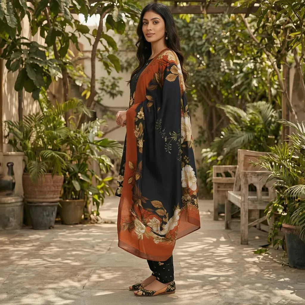3 Pcs Women's Unstitched Digital Print Suit
