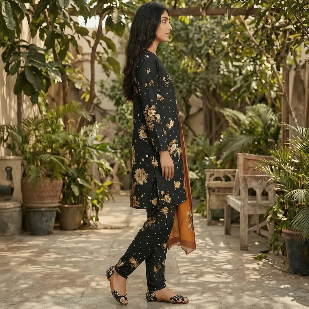 3 Pcs Women's Unstitched Digital Print Suit