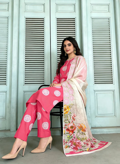 3 Pcs Women's Unstitched Digital Print Suit