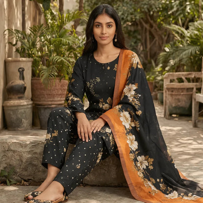 3 Pcs Women's Unstitched Digital Print Suit