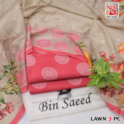 3 Pcs Women's Unstitched Digital Print Suit