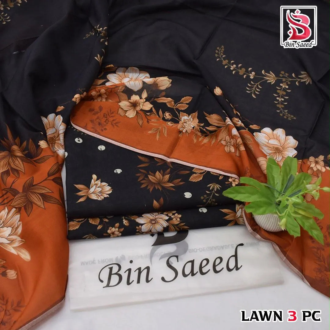 3 Pcs Women's Unstitched Digital Print Suit