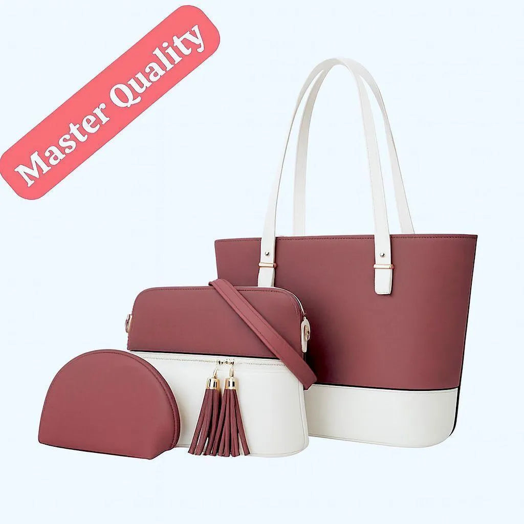 Women's Leather Shoulder Bag Set 3pcs