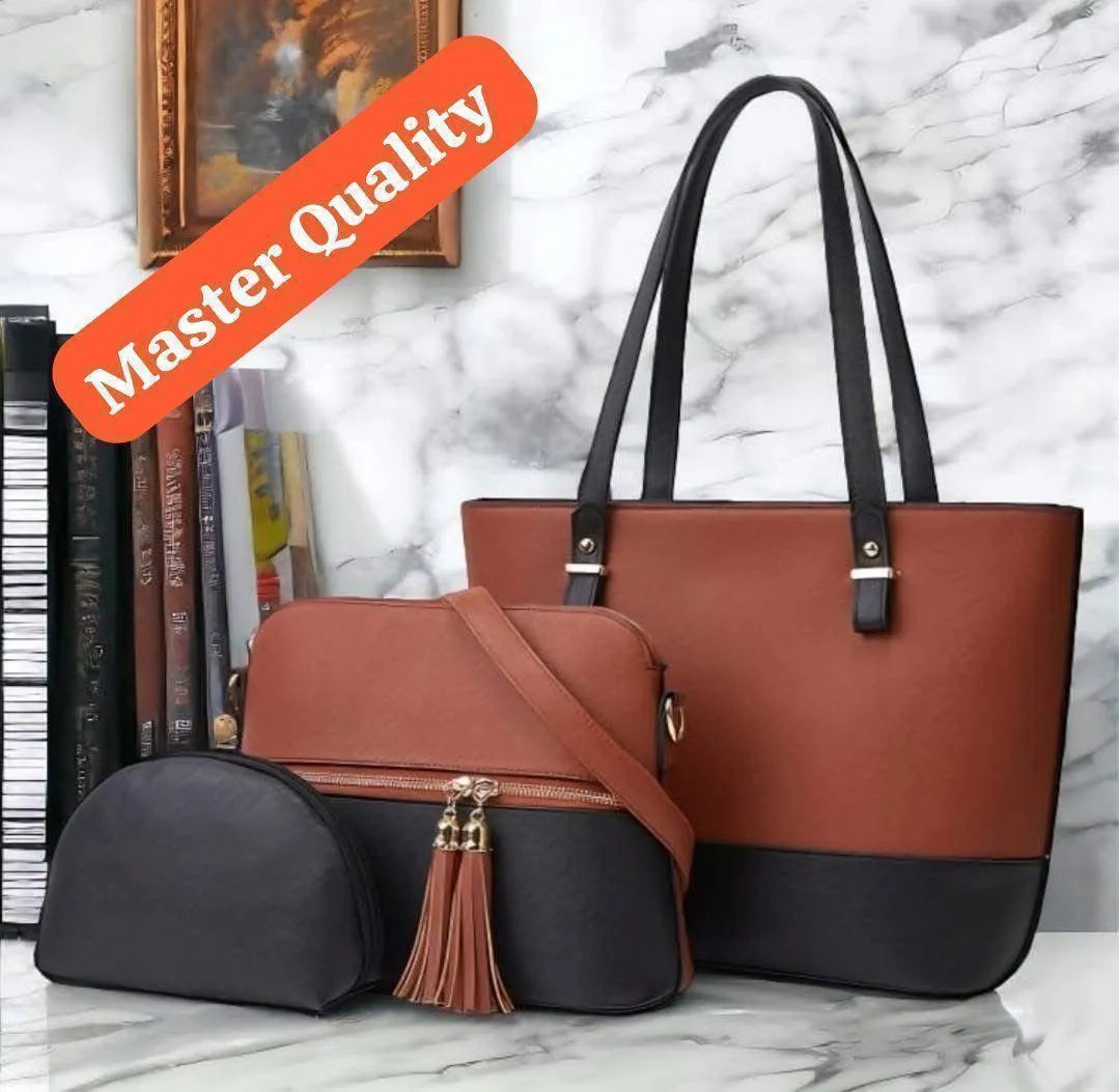 Women's Leather Shoulder Bag Set 3pcs
